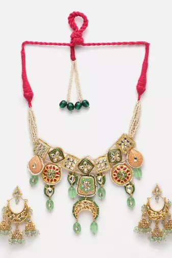 Lime necklace with earring jewellery set
