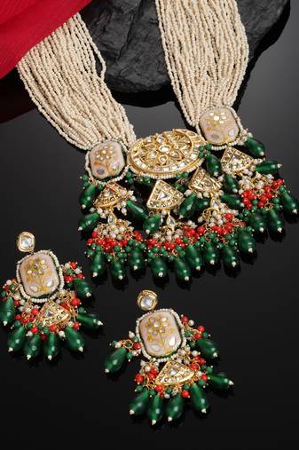 Spearmint necklace with earring jewellery set