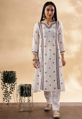 Ethnic embroidered chikankari kurta 1