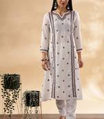Ethnic motifs embroidered chikankari kurta