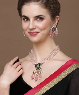 Gul-e-nigar necklace with earring jewellery set 1