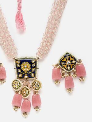 Gul-e-nigar necklace with earring jewellery set 4
