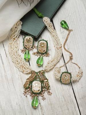 Silk necklace with earring jewellery set 2