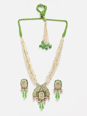 Silk necklace with earring jewellery set 3