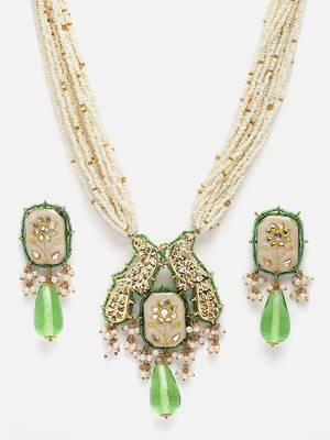Silk necklace with earring jewellery set 4