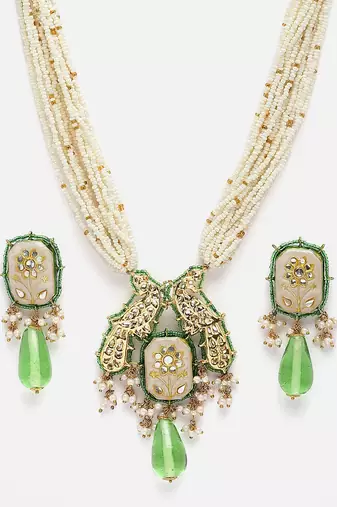 Silk necklace with earring jewellery set