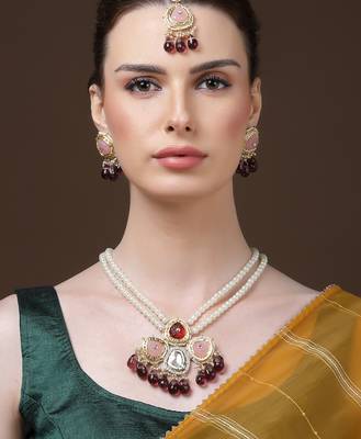 Bloodstone haar with earrings jewellery set 1