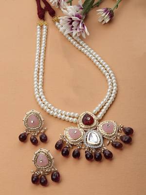 Bloodstone haar with earrings jewellery set 2