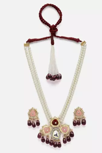 Bloodstone haar with earrings jewellery set
