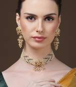 Opal chokar with earrings jewellery set