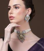 Loganberry chokar with earrings jewellery set