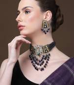 Neela aangan chokar with earrings jewellery set