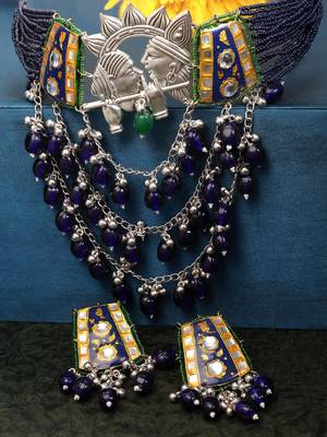 Neela aangan chokar with earrings jewellery set 2