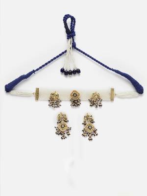 Neela lashkar chokar with earrings jewellery set 3