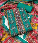 Women's multi unstitched handwork chinnon dress material 