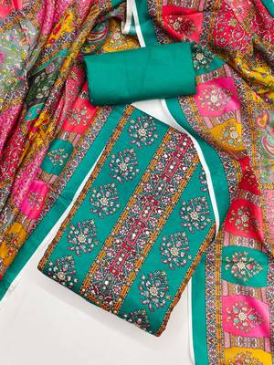 Women's multi handwork chinnon dress material 3