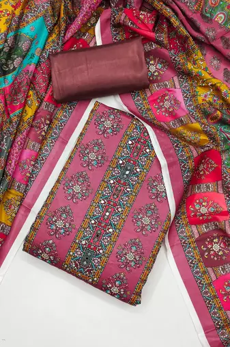 Women's multi handwork chinnon dress material