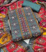 Women's multi handwork chinnon dress material