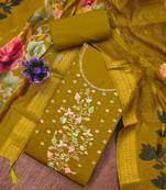 Women's light green embroiderd jaam sattin cottn dress material