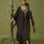 Black plain satin kaftan with pant