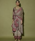 Grey plain satin kurta set