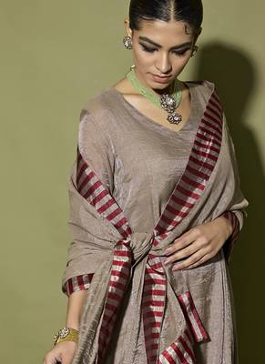 Grey plain satin kurta set 3