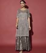 Silver embroidered tissue sharara set