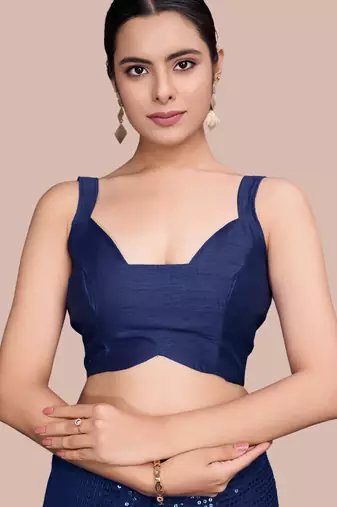 Embellished blue color  bollywood georgette saree with unstiched blouse