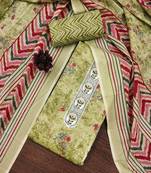 Women's green embroiderd cotton dress material