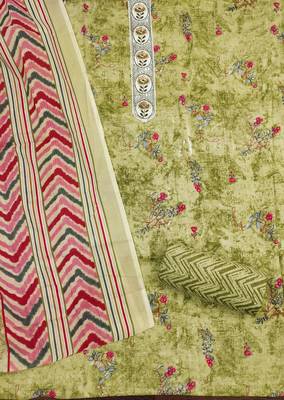 Women's green embroiderd cotton dress material 2