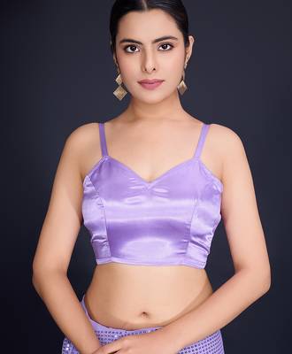 Embellished lavender color  bollywood georgette saree with unstiched blouse 4