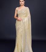 Embellished off white color  bollywood georgette saree with unstiched blouse