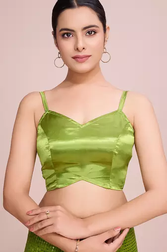 Embellished perrot color  bollywood georgette saree with unstiched blouse