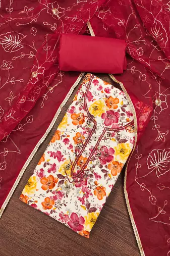Women's multi printed jam cotton dress material