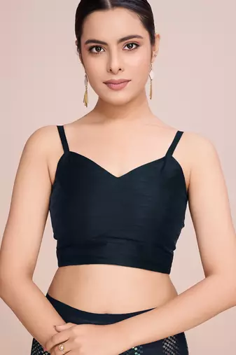 Embellished black color  bollywood georgette saree with unstiched blouse