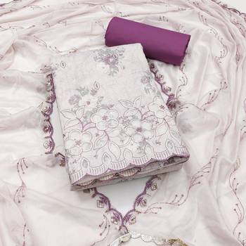 Women's multi embroiderd cemric cotton dress material 1