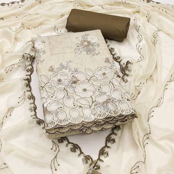 Women's multi embroiderd cemric cotton dress material 1