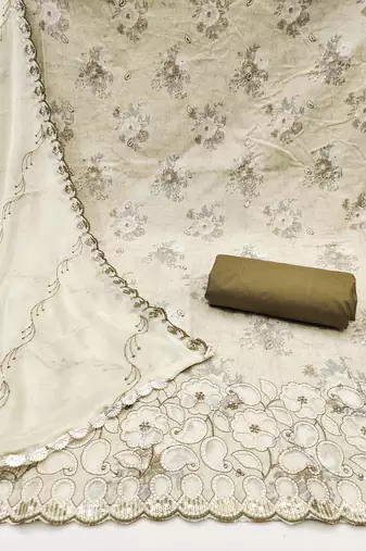 Women's multi embroiderd cemric cotton dress material