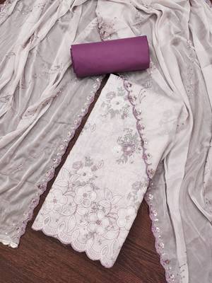 Women's multi embroiderd cemric cotton dress material 3