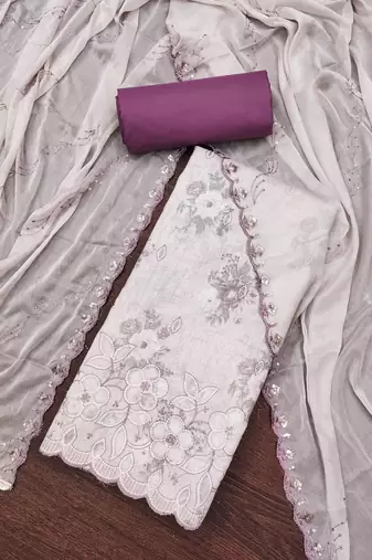 Women's multi embroiderd cemric cotton dress material