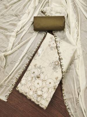 Women's multi embroiderd cemric cotton dress material 3
