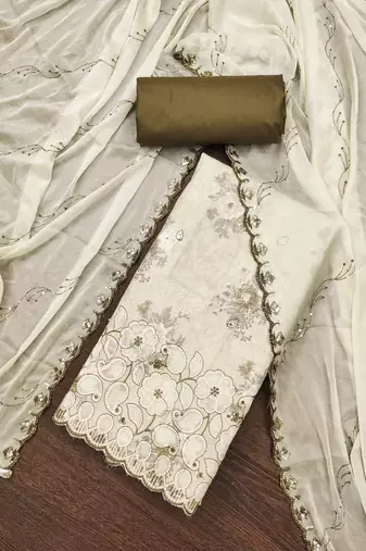 Women's multi embroiderd cemric cotton dress material