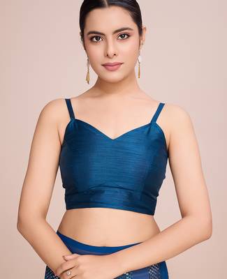 Embellished petrol blue color  bollywood georgette saree with unstiched blouse 5