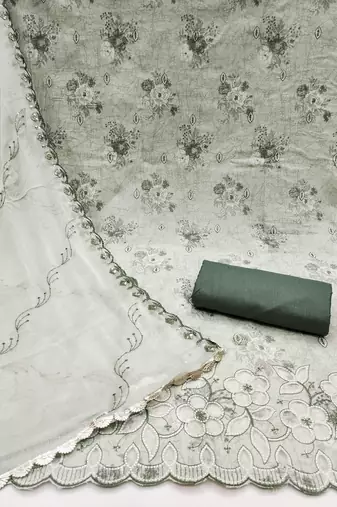 Women's multi embroiderd cemric cotton dress material