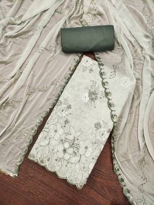 Women's multi embroiderd cemric cotton dress material 3