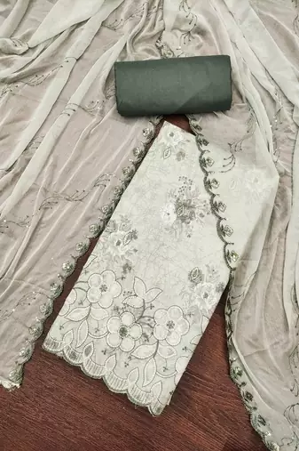 Women's multi embroiderd cemric cotton dress material
