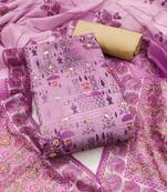 Women's purple unstitched printed viscose cotton banrasi dress material