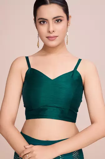 Embellished teal color  bollywood georgette saree with unstiched blouse