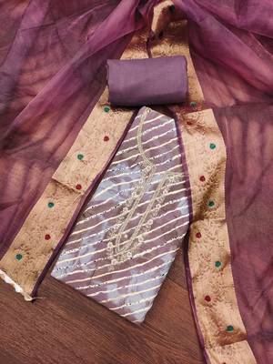 Women's purple handwork jam cotton dress material 3