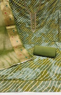 Women's green handwork jam cotton dress material 2